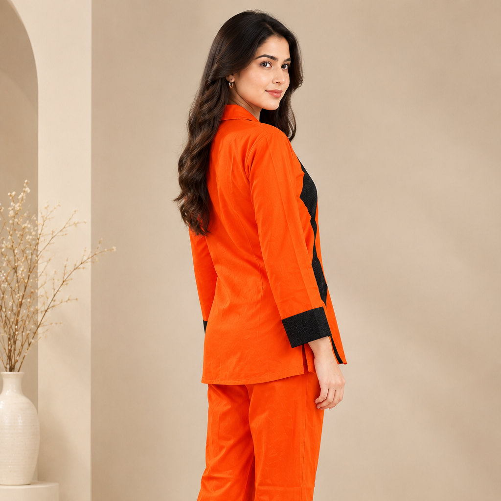 Orange & Black Contemporary Co-Ord Set