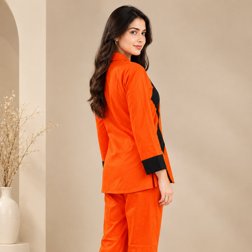 Orange & Black Contemporary Co-Ord Set