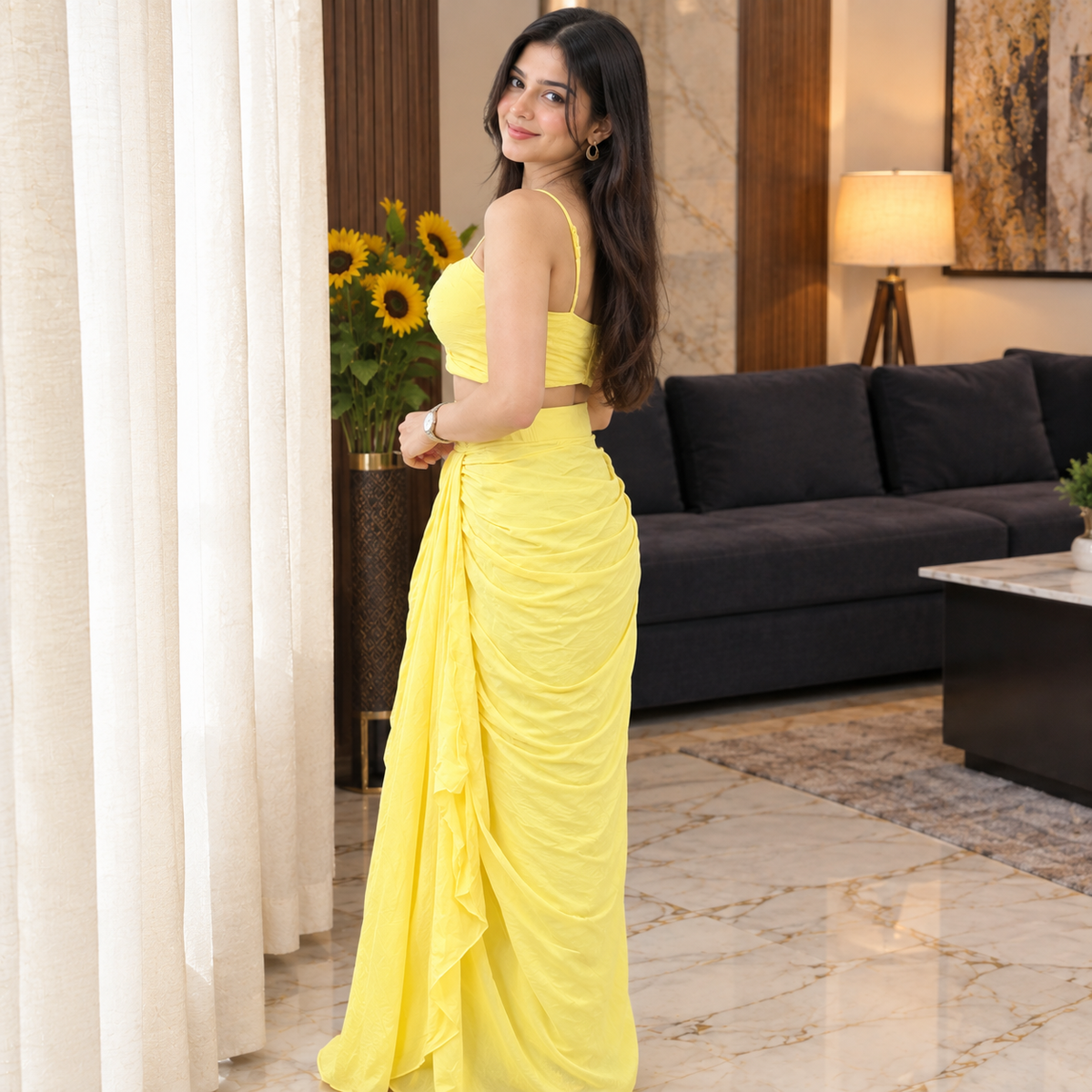 Yellow Saadi For Perfect Ocassion
