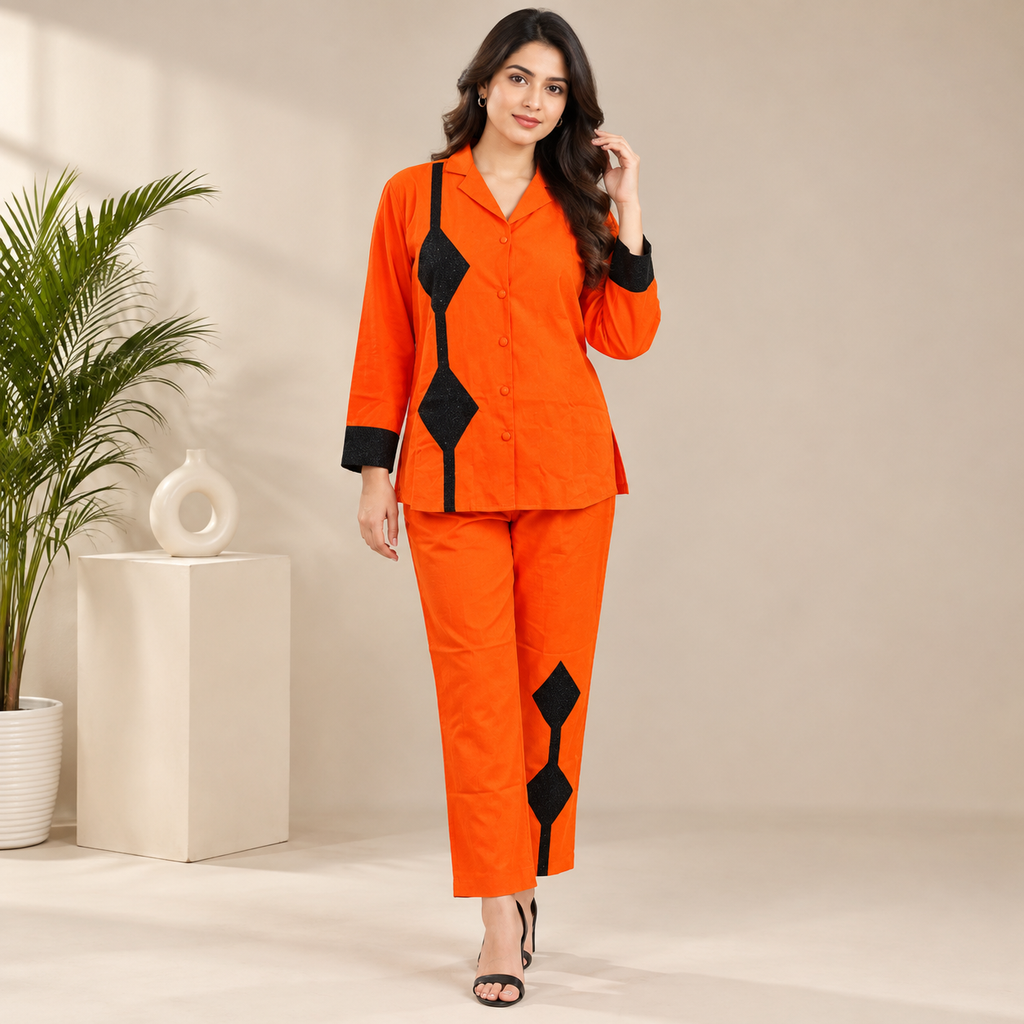 Orange & Black Contemporary Co-Ord Set
